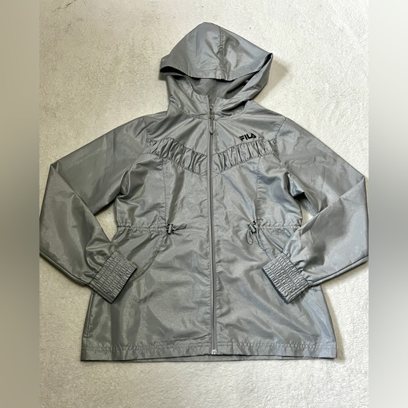 FILA Silver Metallic Shimmer Rain Jacket - XS - Picture 2 of 9